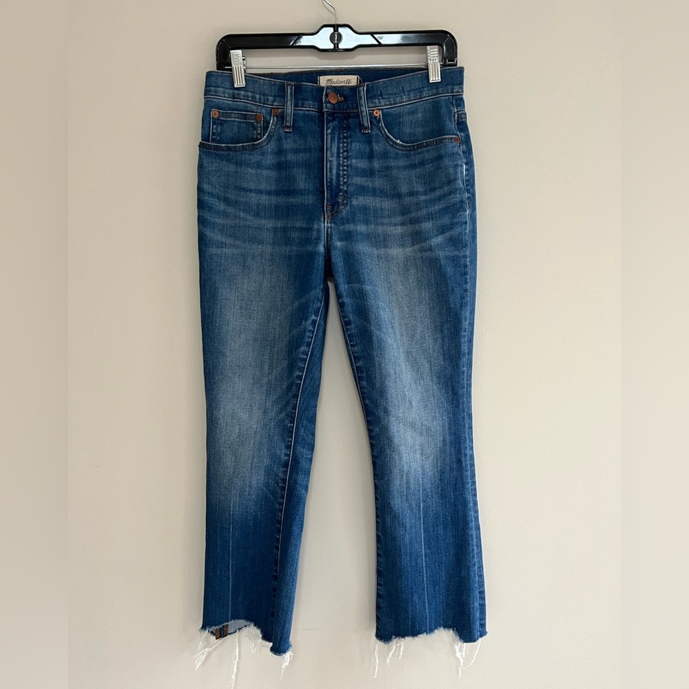 Madewell Cali Demi-Boot Jeans: Destructed-Hem Edition, Haywood Med Blue Wash, 28